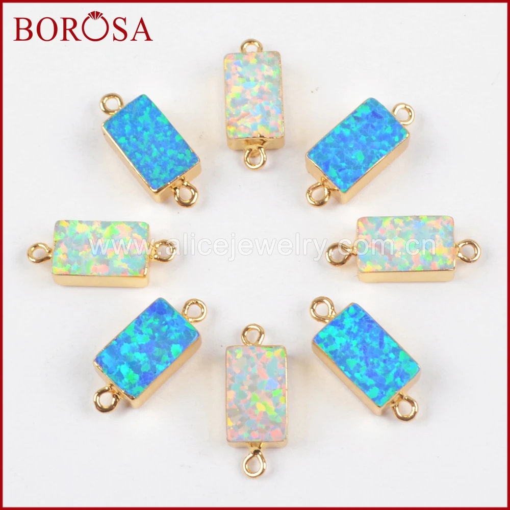 BOROSA 10 шт стильные прямоугольные золотые японские опаловые соединители сделанные