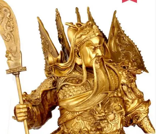 Латунь Большой размер Guan Gong статуэтки дисплей бизнес для привлечения денег и