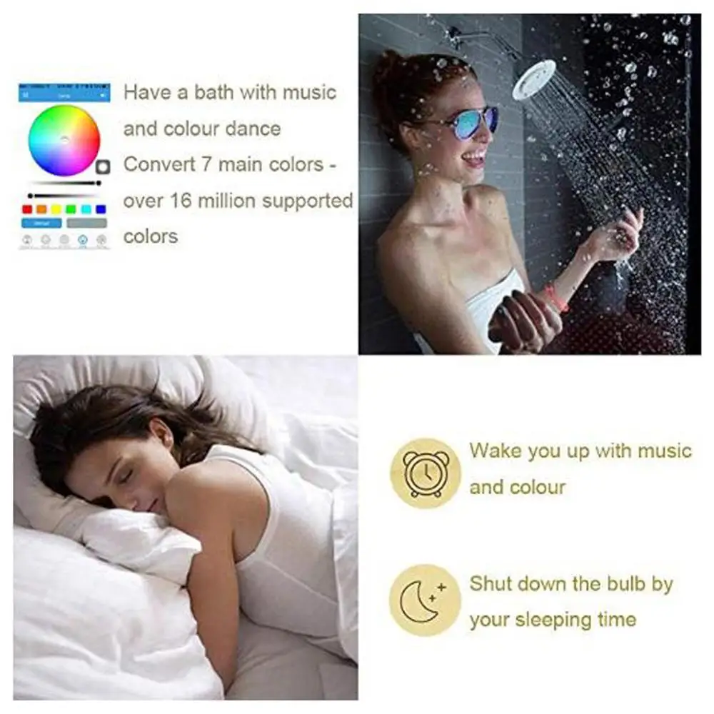 Умная светодиодная лампочка с Bluetooth динамиком 7 Вт E27 RGB меняющая музыкальную