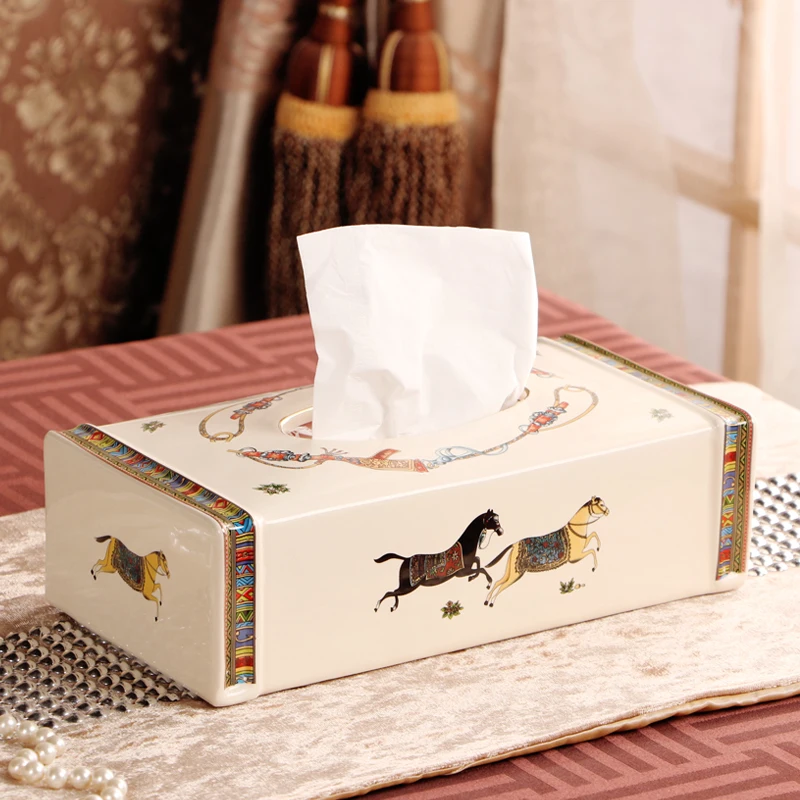 Tissue box Керамические Лошадь 1" коробка ткани Европейский керамическая съемные коробки ткани гостиная украшения