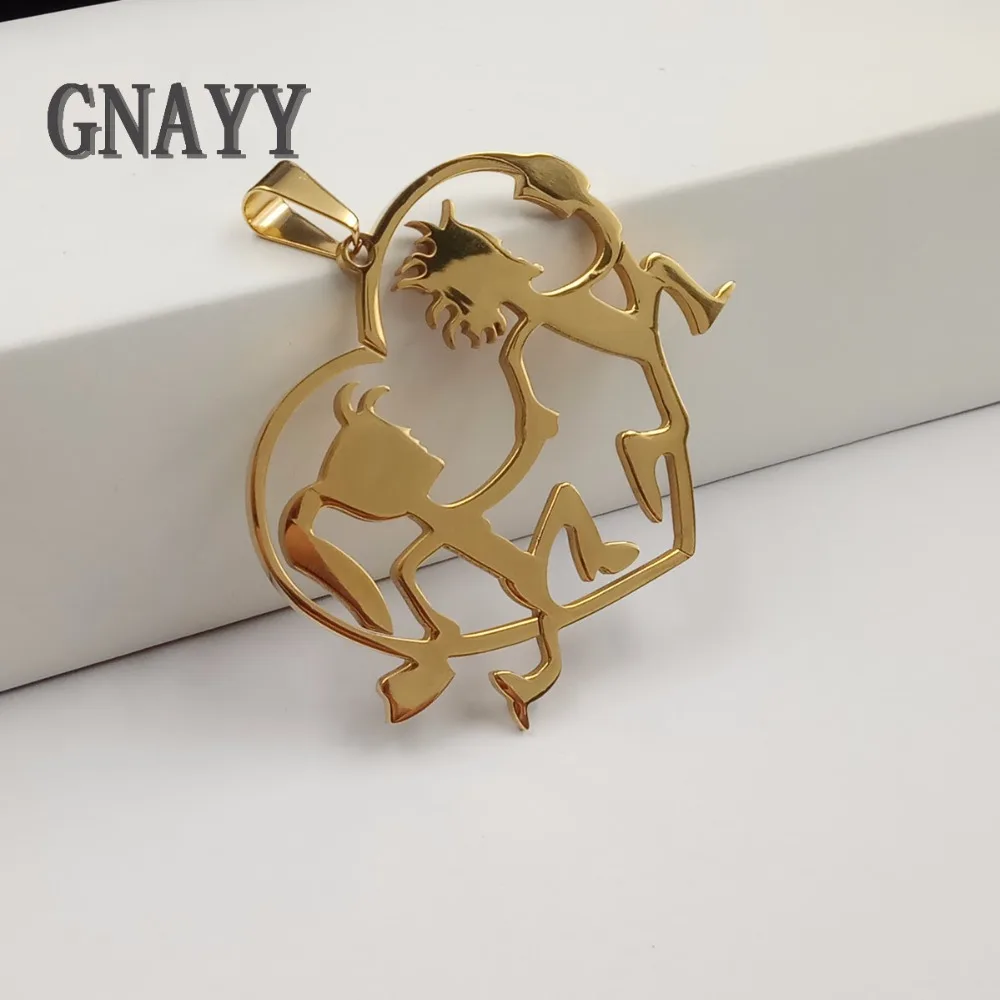 GNAYY JEWELRY ICP HATCHETMAN n HATCHETGIRL LOVE Gold tone pendant w/ gold 5MM 30'' CURB CHAIN NECKLACE LARGE | Украшения и