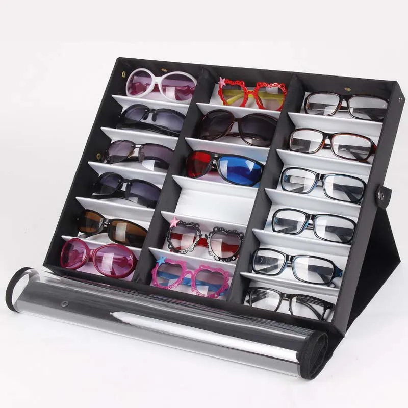 

Upscale Double Cover 18 Grids Jewelry Glasses Counter Display Props Box Sunglasses Display Storage Glasses Boxes