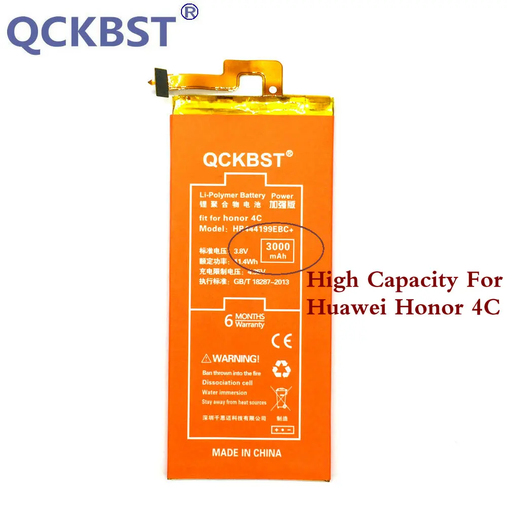 Аккумулятор QCKBST 3000 мАч HB444199EBC + для Huawei Honor 4C C8818 оригинальный сменный литий ионный