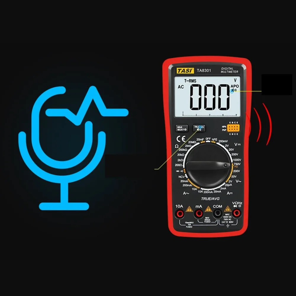 Цифровой ЖК дисплей мультиметр TA8302 DC/AC Вольт Ампер метр Ручной Авто Амперметр Ом