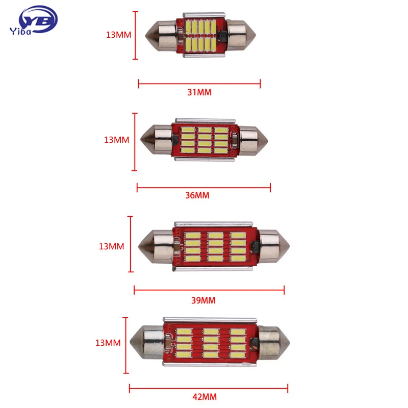 31 мм 36 39 42 C5W C10W CANBUS без ошибок автомобильный фестонный свет 12 SMD 4014 LED