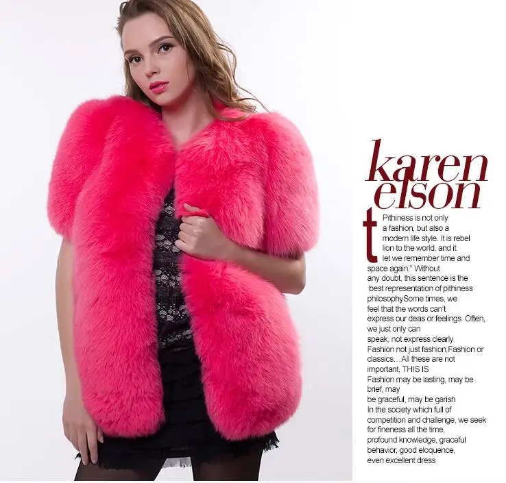 Женский жилет из натуральной кожи с коротким рукавом и лисьим мехом|fox fur vest|fox furvest