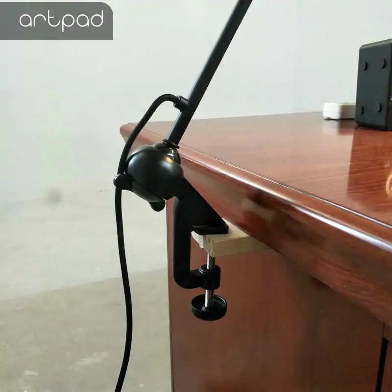 Фото Artpad Black Flexible Swing Arm LED Office Reading Lamp with Clip Eye Care Clamp Mount Adjustable Desk E27 With EU Plug in Освещение Artpad Black Flexible Swing Arm LED Office Reading Lamp with Clip Eye Care Clamp Mount Adjustable Desk E27 With EU Plug in Освещение