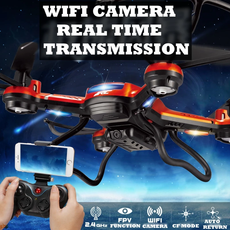 Беспроводные Дроны с камерой Jjrc H12w Квадрокоптеры Дрон на ру WiFi Летающая камера