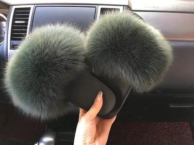 2018 горячая распродажа Женские меховые тапочки с толстой подошвой Роскошные