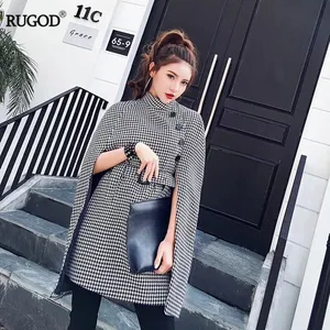 Rugod 2021, женский новый осенний Длинный плащ, глобальная Мода, клетчатая вязаная ветровка, женский длинный пояс, туника, пальто, Femme, пальто