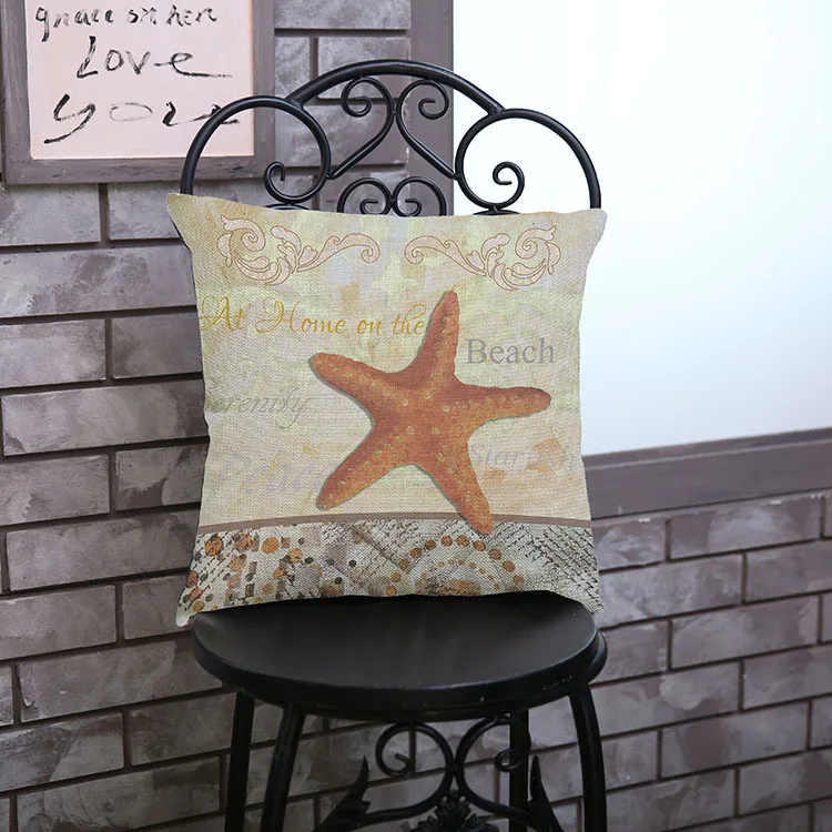 Квадратный хлопковый льняной чехол для дивана в стиле морского океана морской