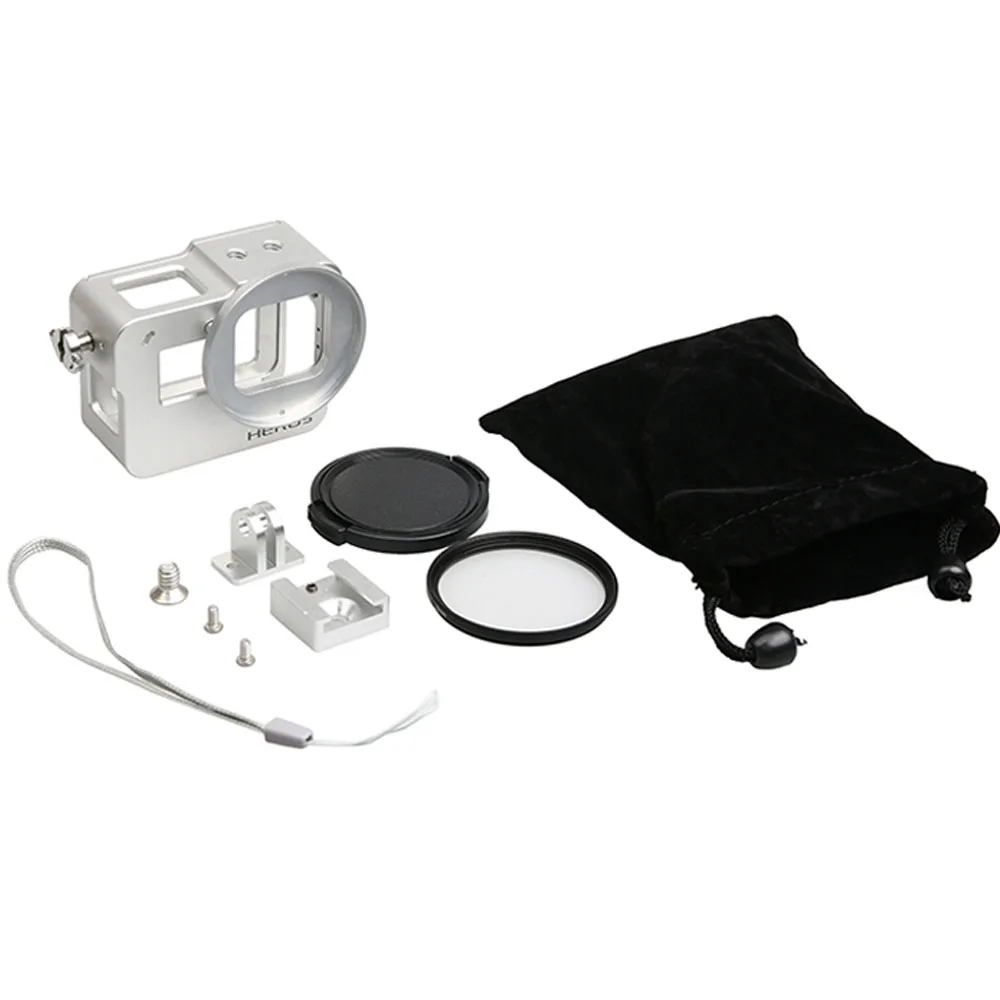 silver Gopro hero 7 аксессуары CNC Алюминиевый металлический защитный корпус чехол с адаптером для камеры Gopro hero 5 6 7 hero 5 hero 7 - Цвет: silver