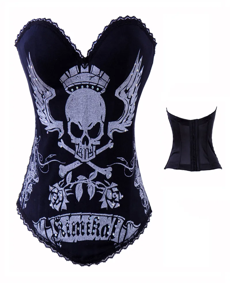 Женские корсеты со стразами Sapubonva готический корсет с принтом|overbust corset|corset