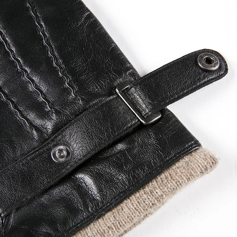 Мужские перчатки из натуральной козьей кожи Magelier черные классические с