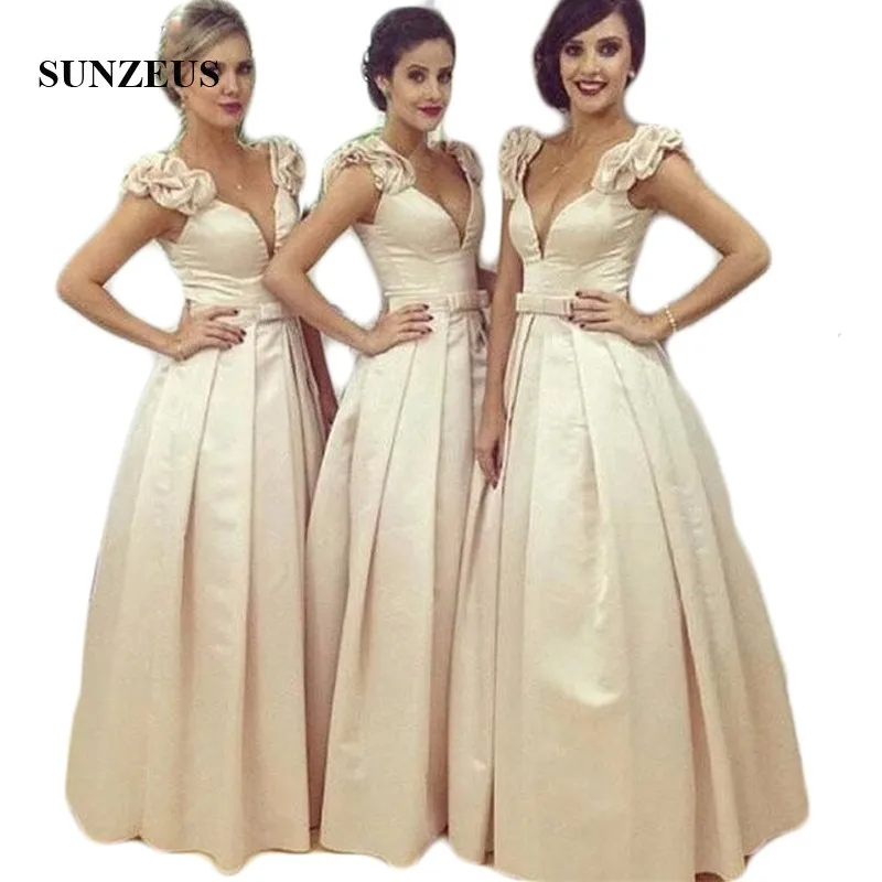 Арабское милое длинное Сатиновые платья подружки невесты ТРАПЕЦИЕВИДНОЕ ПЛАТЬЕ