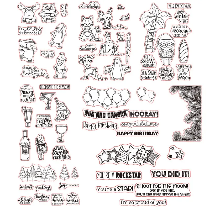 Животные деревья напитки звезды прозрачный штамп чистые марки для DIY Скрапбукинг