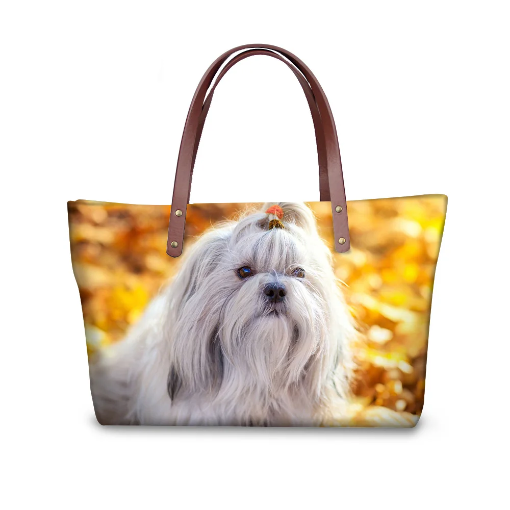 Новые женские сумки 3D Shih Tzu Dogs на плечо с животным принтом сумки-мессенджер