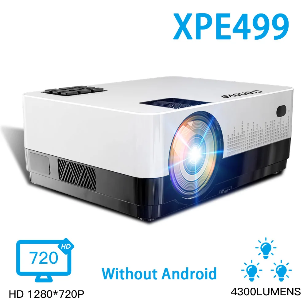 XPE499 CRENOVA новейший светодиодный проектор HD 1280*728P Android 6,1 OS 4300 люмен домашний кинопроектор с Wi-Fi Bluetooth - Цвет: XPE499