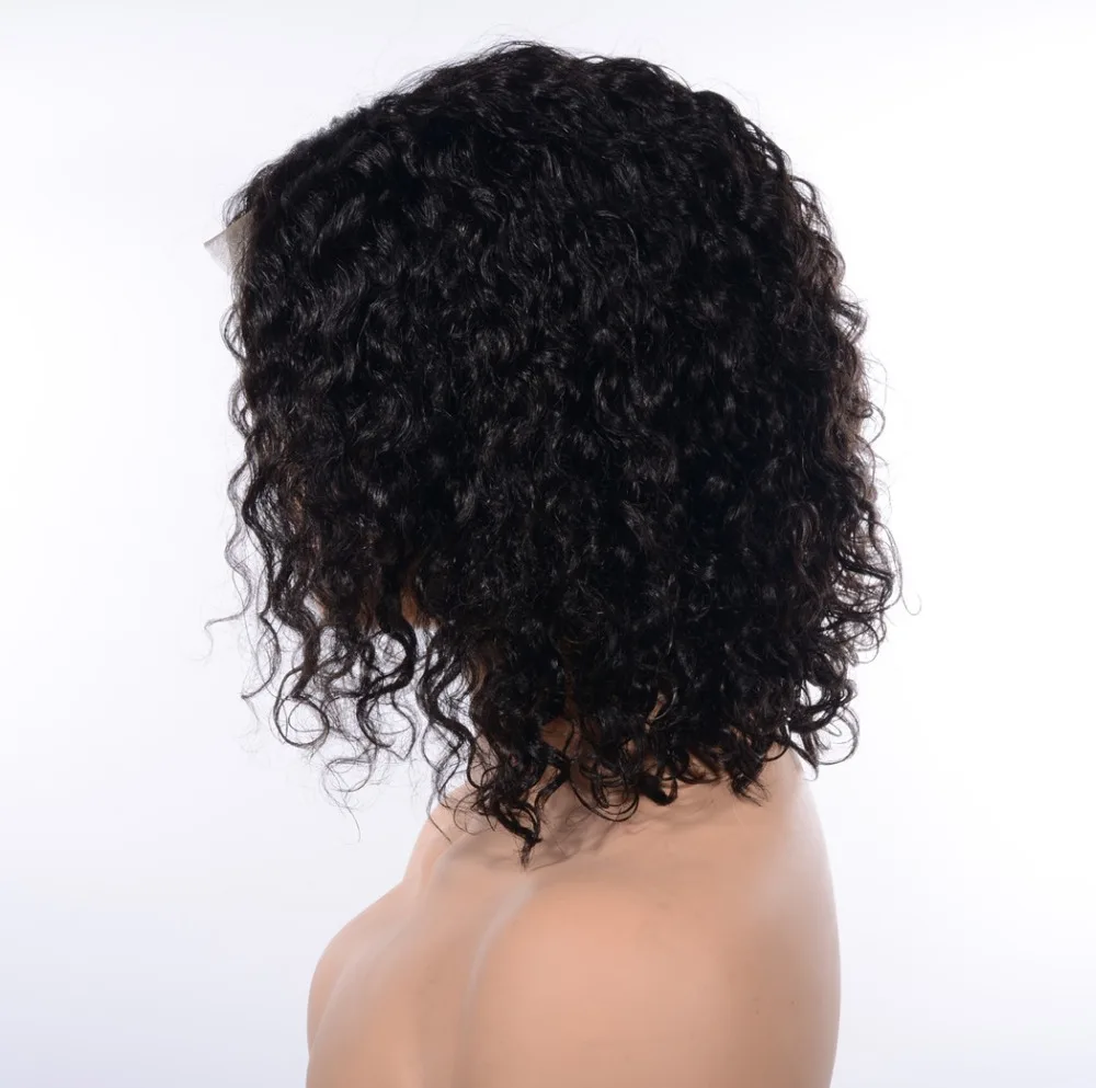 Peruvian Hair Curly Short Bob Wigs Remy 180% Density Front Lace Wig with Baby For Black Woman | Шиньоны и парики