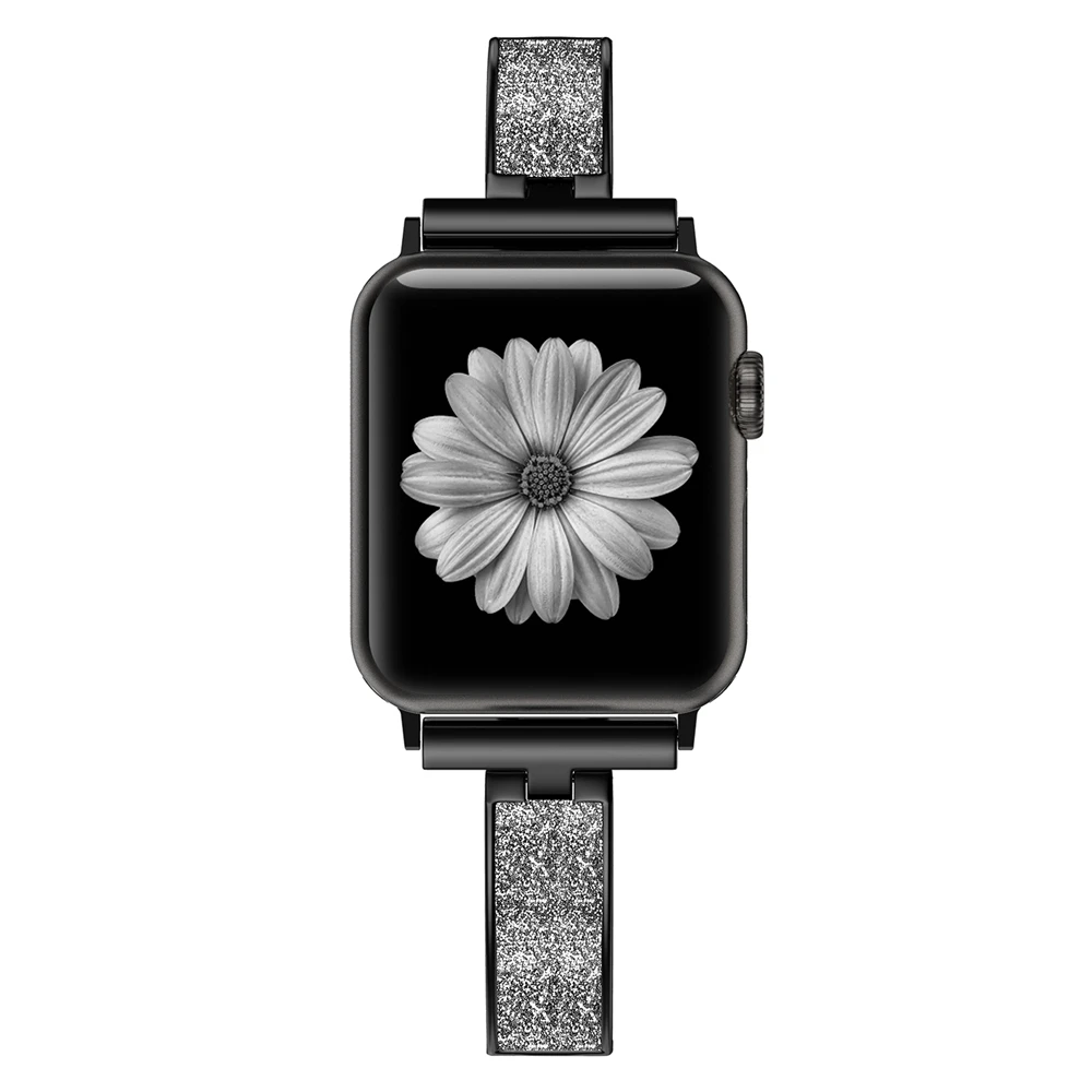 Черный Для Apple Watch Band 40 мм 44 мм серия 4 тонкий сменный Браслет ювелирные изделия для женщин для iWatch серии 3 2 1 38 мм 42 мм - Цвет ремешка: Черный