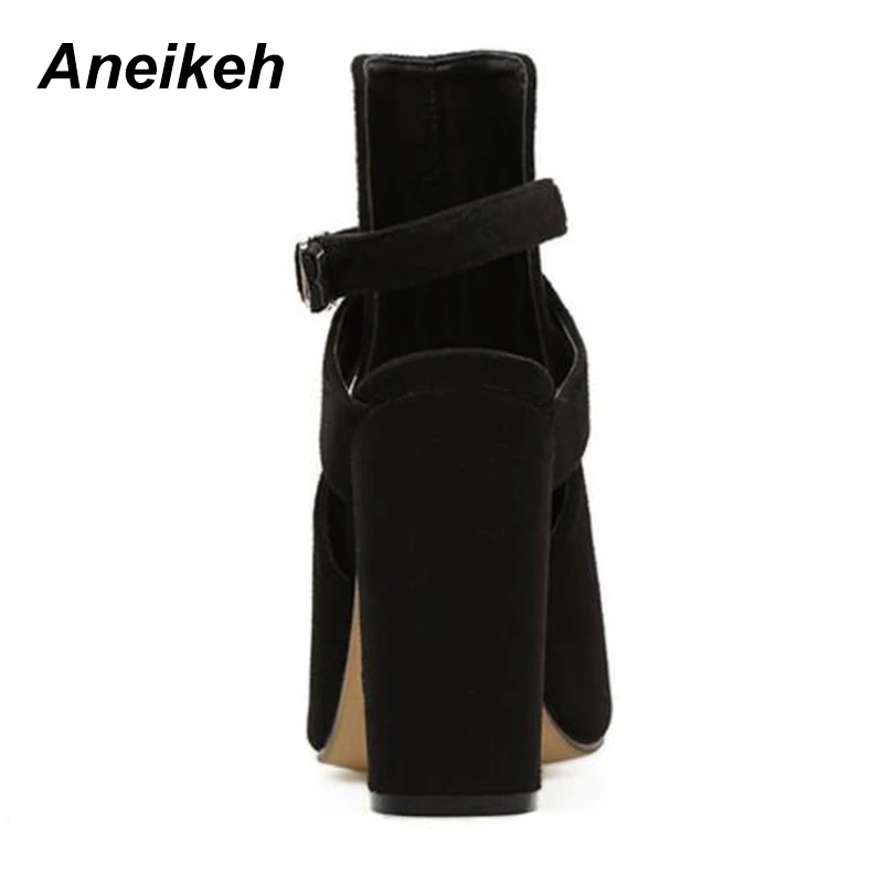 Женские весенние босоножки Aneikeh элегантные из флока на ремешке с пряжкой высоком
