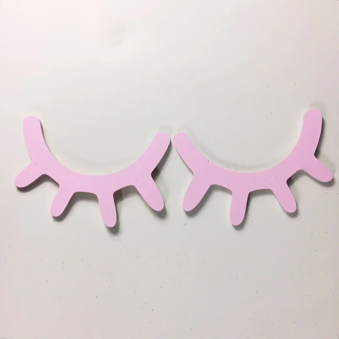2 шт. декоративные наклейки DIY ремесло мультфильм 3D деревянная Наклейка на стену DIY милые ресницы закрытый глаз наклейка на стену домашний Room-W110 - Цвет: pink1