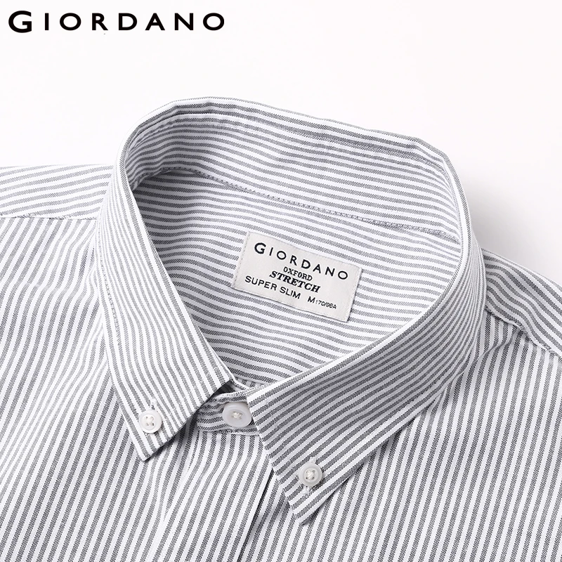 Giordano Men Oxford Shirt Slim Stretchy Shirts Casual Smart Blouse for Camisa Masculina Chemise Homme | Мужская одежда