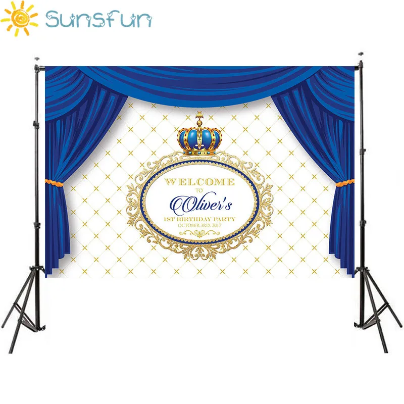 Sunsfun 7x5 футов голубая занавеска принц вечерние НКА ребенок душ Корона рамка