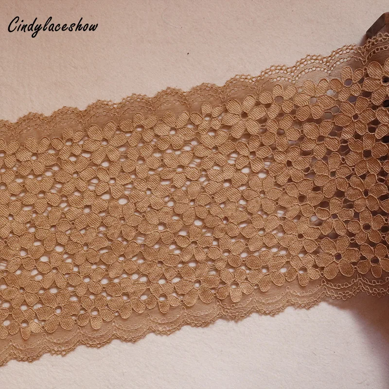 

2Yards 18cm Width Khaki Elastic Lace Sewing Ribbon Guipure Lace Trim Elastic Fabric Wedding Dress Garment Accessories DIY Crafts