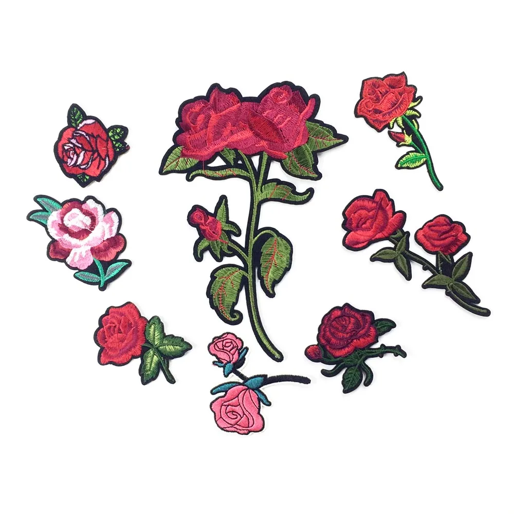 Вышитые заплаты для костюмы Утюг на наклейки розы Патч горный хрусталь