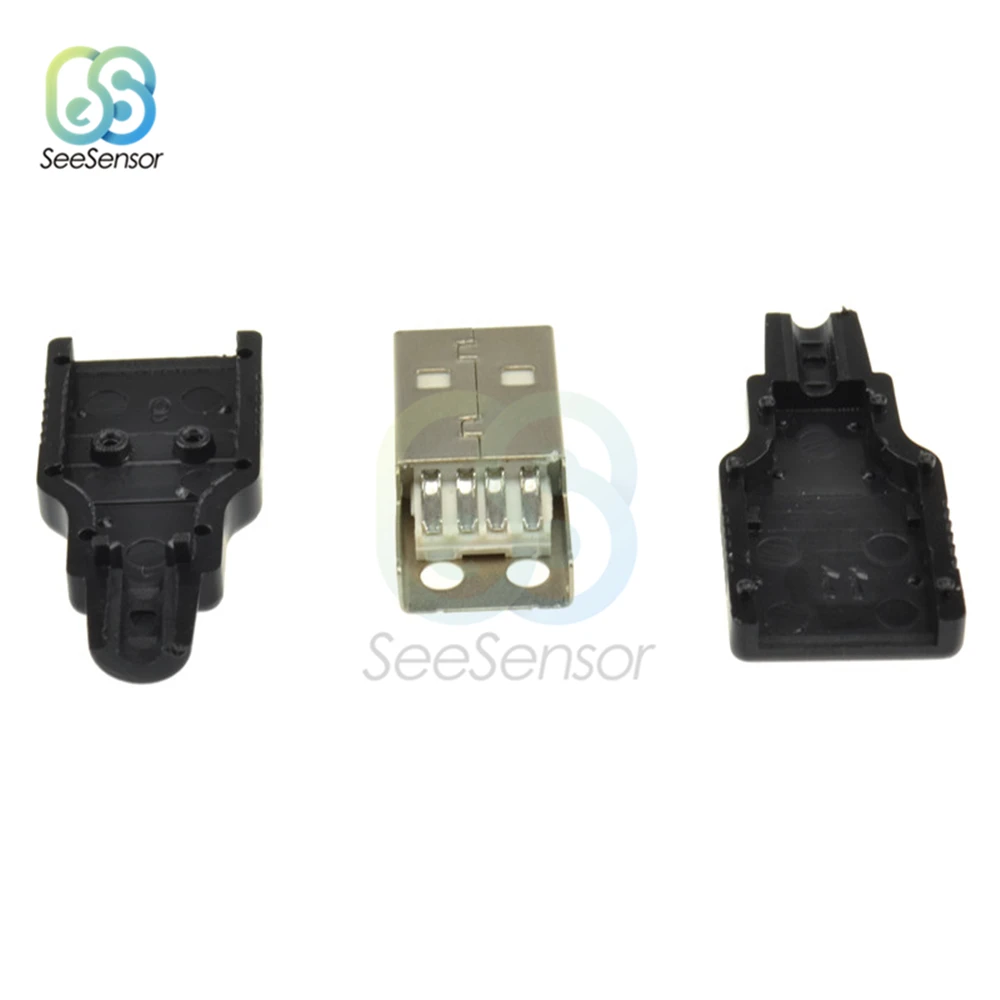 5 шт. 4 контактный Переходник USB 2 0 типа А папа с черной пластиковой