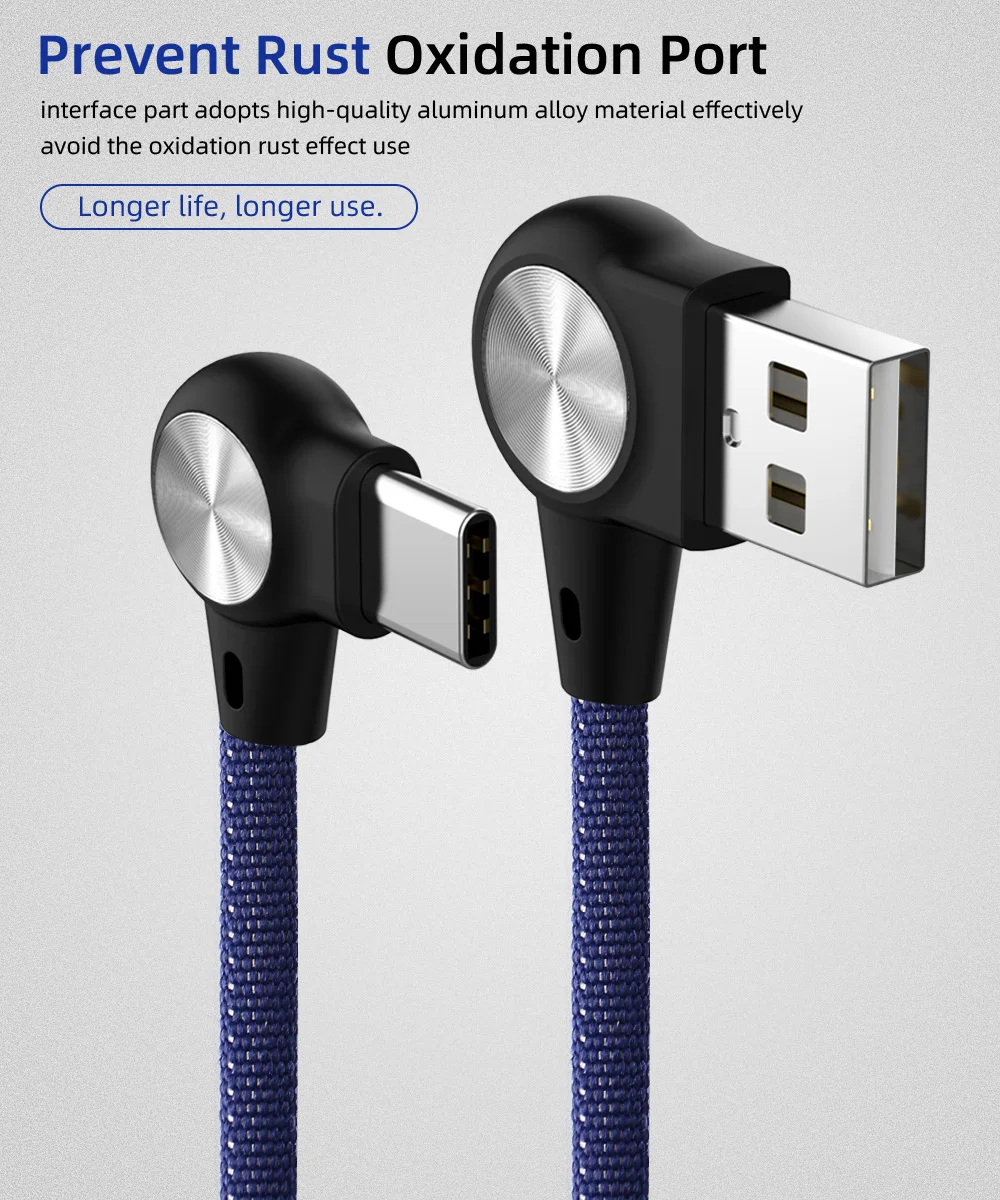 L-образный USB C Micro USB кабель 3A нейлон Быстрая зарядка USB кабель для передачи данных для huawei samsung Xiaomi Redmi мобильный телефон usb зарядный шнур
