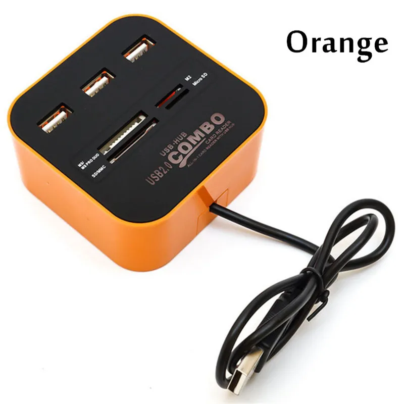 Горячая все в одном USB комбо 3 порта usb-хаб 2,0 хаб+ Мульти USB кард-ридер для SD/MMC/M2/MS/MP Micro SD