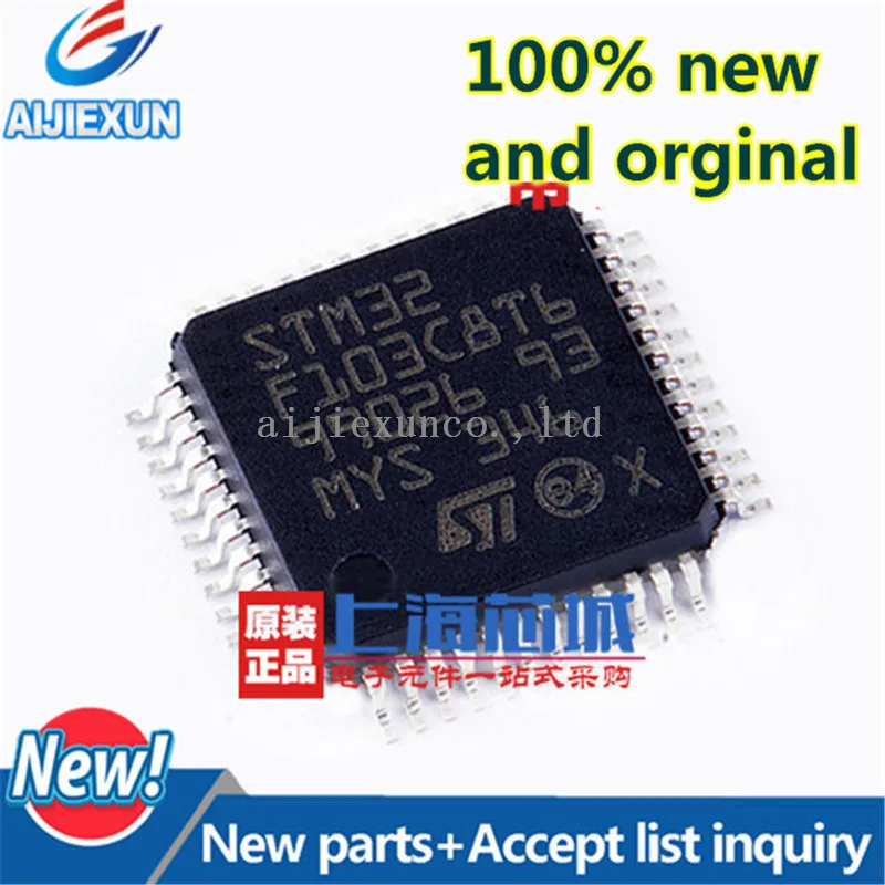 5Pcs 100%New and original STM32F103C8T6 QFP48 MCU 32-bit STM32 ARM Cortex M3 RISC 64KB Flash 2.5V/3.3V 48-Pin LQFP Trayin stock |