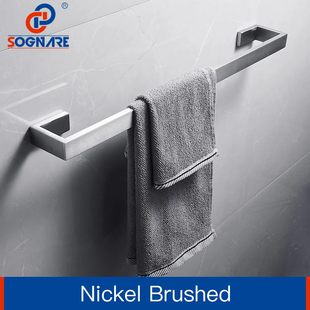 Nickel Brushed SOGNARE черная матовая вешалка для полотенец кронштейн для банных полотенец Настенная одна вешалка для полотенца Держатель полотенец 304 из нержавеющей стали аксессуары для ванной комнаты - Цвет: Nickel Brushed