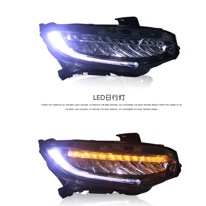 Стайлинг автомобиля фара для Honda Civic X 10G светодиодные фары нового светодиодная