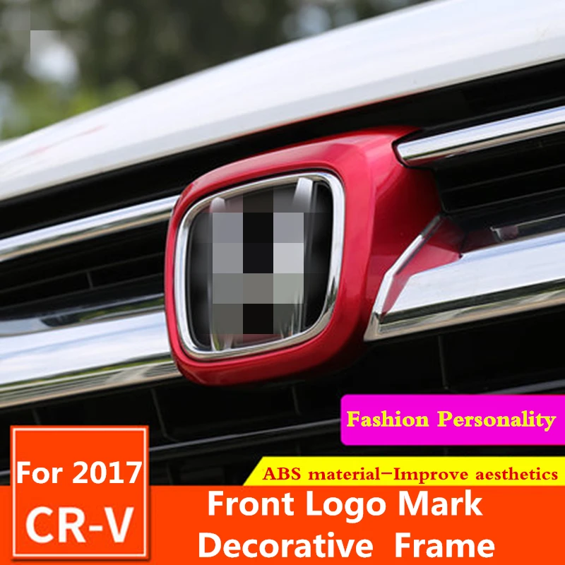 For Honda CRV CR-V 2017 2018 Front logo decorative frame mark Grille Around Surround Cover trim ABS Exterior modification
