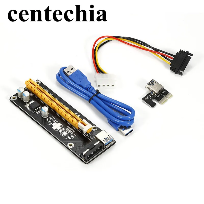 райзер USB 3.0 pci-e Express 1x к 16x Extender адаптер Riser Card с 15pin 4PIN sata кабель питания для BTC Bitcoin