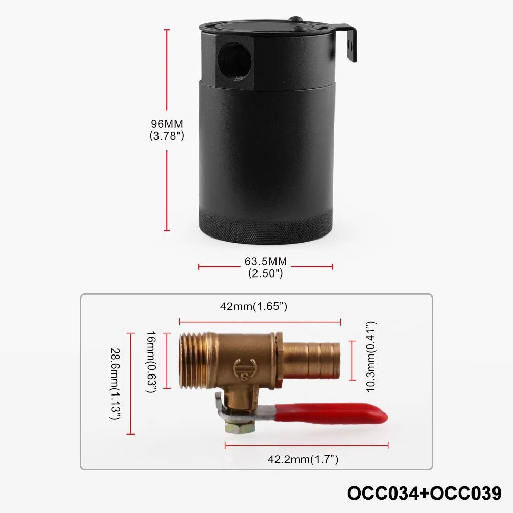 New Car Accessories Compact Baffled Oil Catch Can Separate 3-Port 2 Ounces Metal Blue |