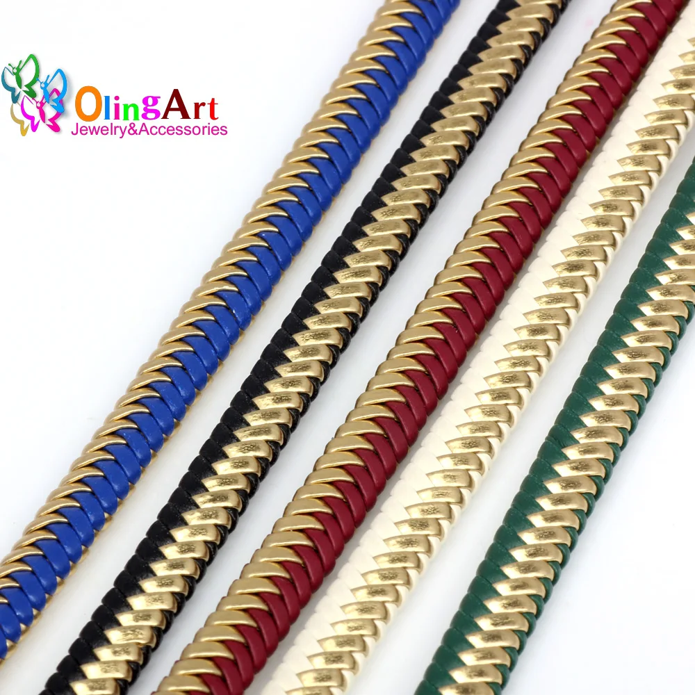 OlingArt новейшие высококачественные плоские плетеные шнуры из ПУ кожи 9 мм золотая