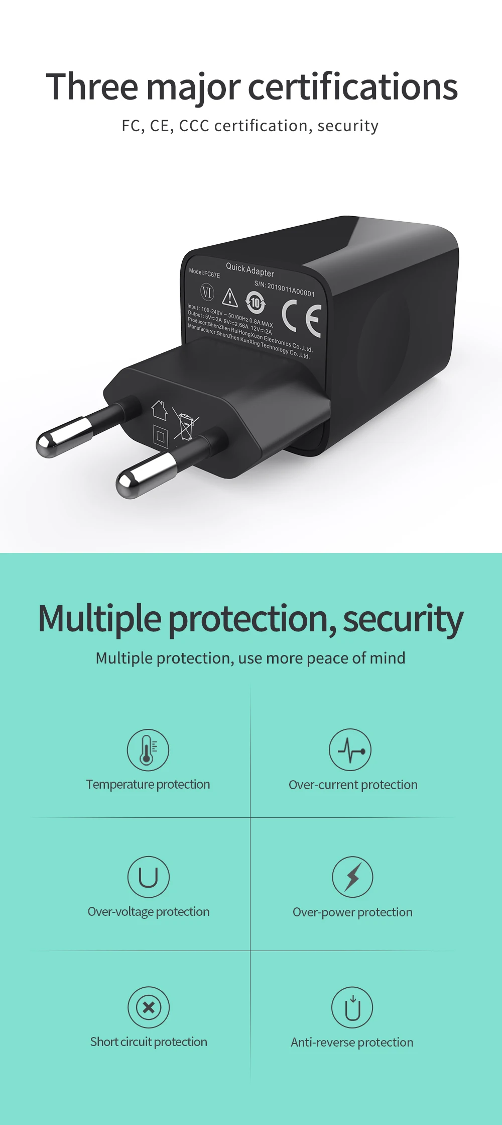 KEYSION 24 Вт Быстрая зарядка 3,0 USB зарядное устройство QC3.0 дорожное настенное зарядное устройство для мобильного телефона для iPhone huawei Xiaomi 12 В 2 а Быстрая зарядка