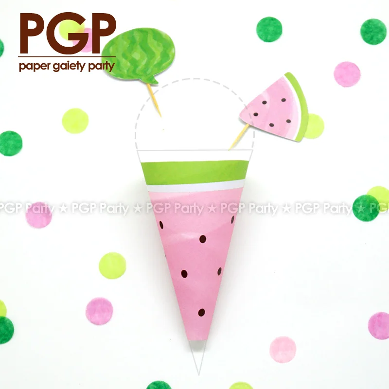 [PGP] 12 шт. арбуз Icecream cone. летнее платье для девочек в стиле Рио день рождения