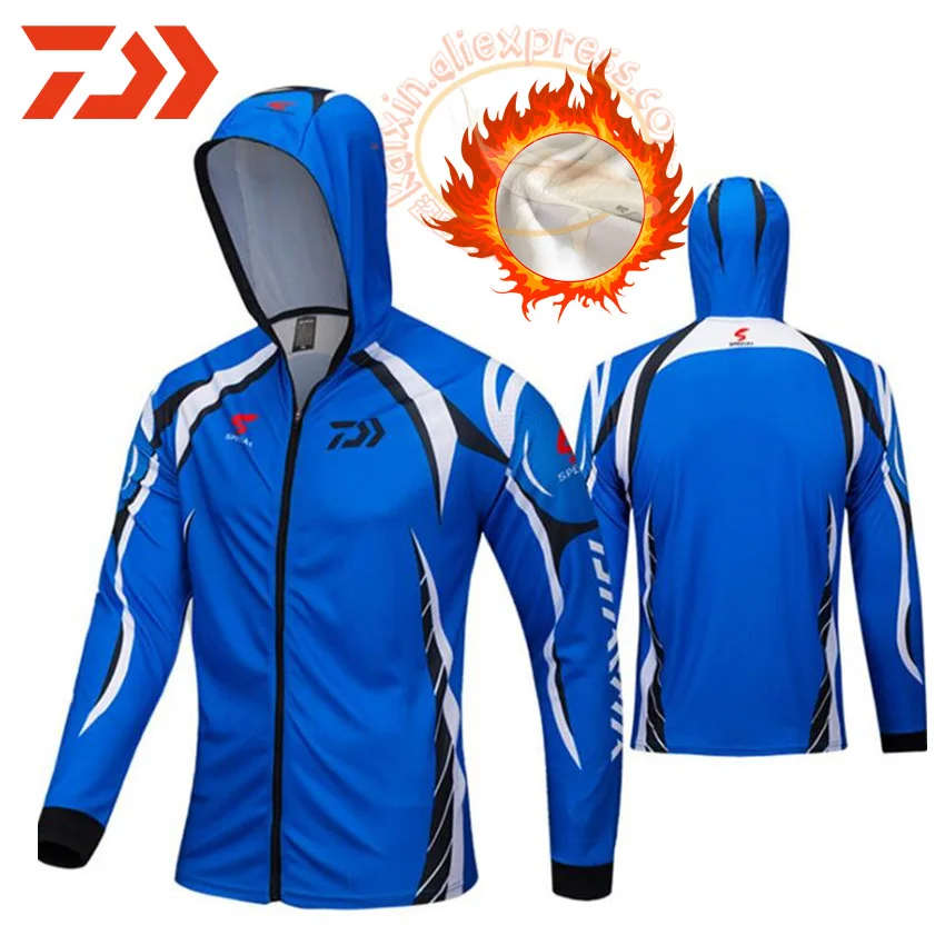 

DAIWA Autumn Winter Warm Male 3 Colors Men Fishing Clothes Zipper Sweater Shirt Jacket Outdoor Sports Fishing Hooded Jacket