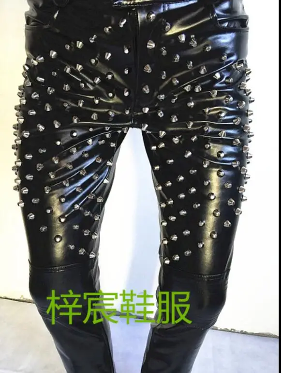 Мужские кожаные штаны для диджея ночного клуба в стиле барной стойки с