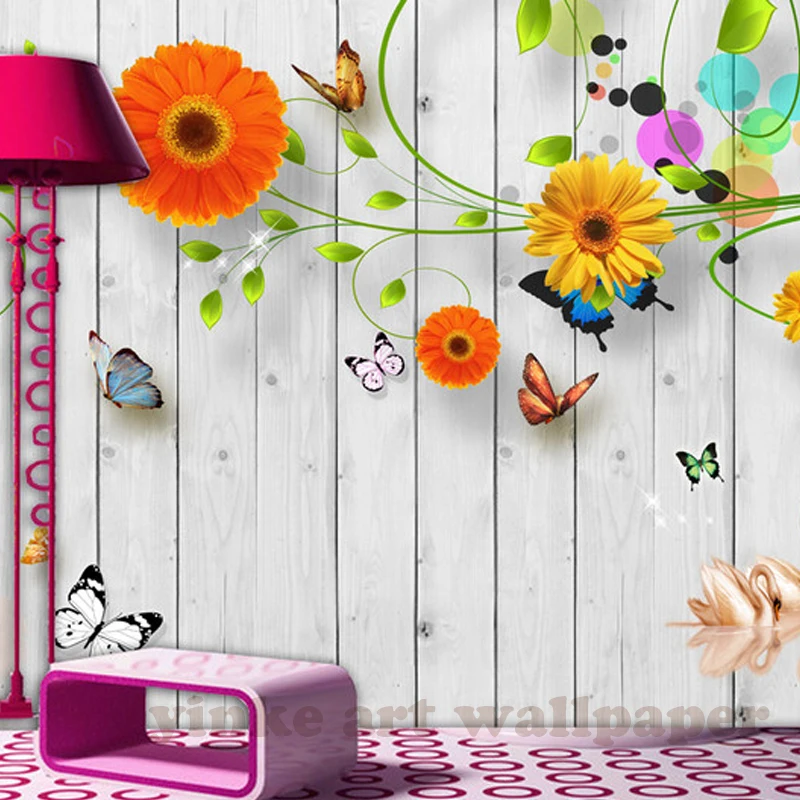 Современная ручная роспись 3d доска модные маленькие цветы фото обои Ресторан