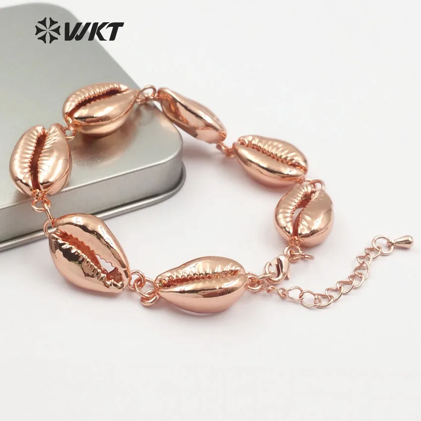 WT B430 WKT хит натуральный настоящий cowrie браслет модный золотой окунутый в раковину