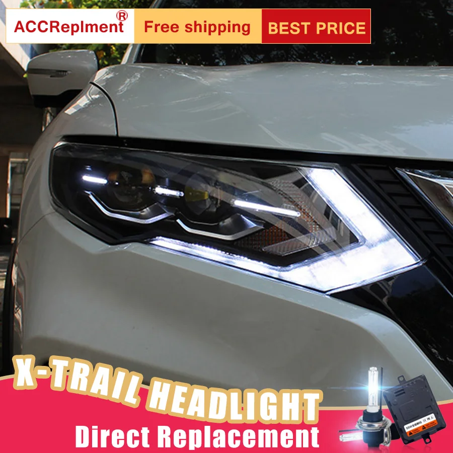 2 шт. светодиодный фары для Nissan X Trail 2017 2019 Автомобильные ангельские глазки