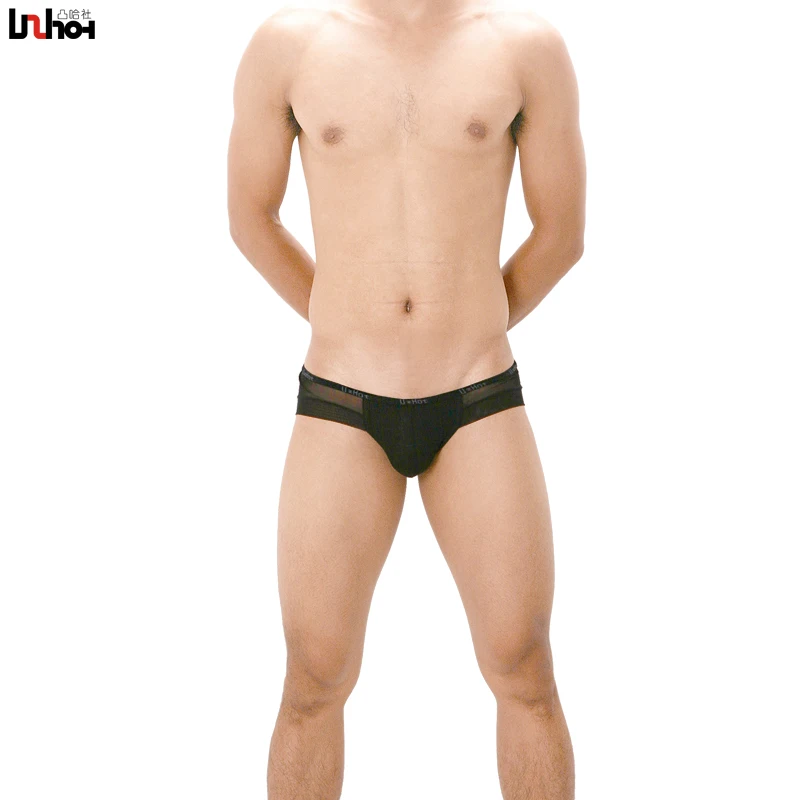

D Breathable mesh U convex bag sexy temptation gauze men briefs man transparent underwear 13011
