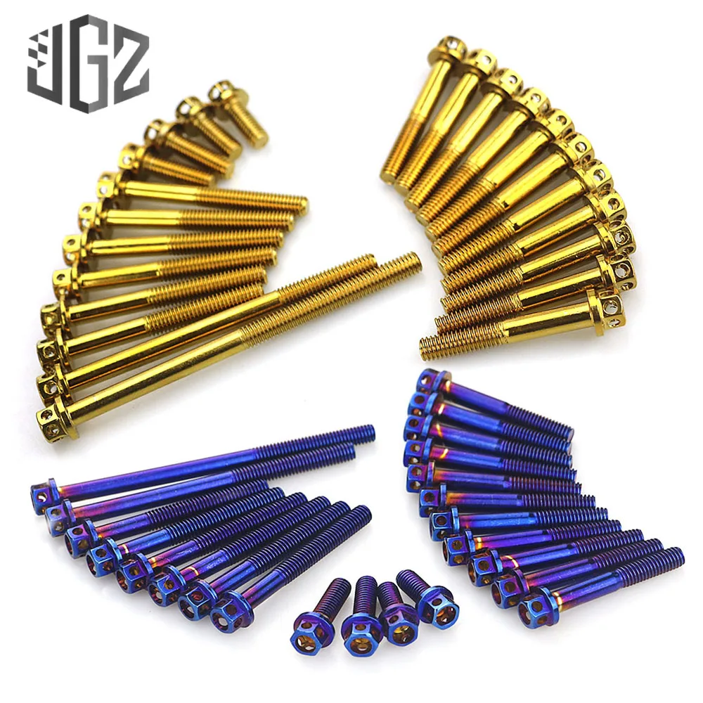 Винты для двигателя мотоцикла из нержавеющей стали набор гаек винты Bluing Gold