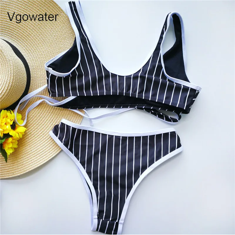 Vgowater 2018 Лето Для женщин Сплошной Цвет комплект бикини сексуальные низкой талией